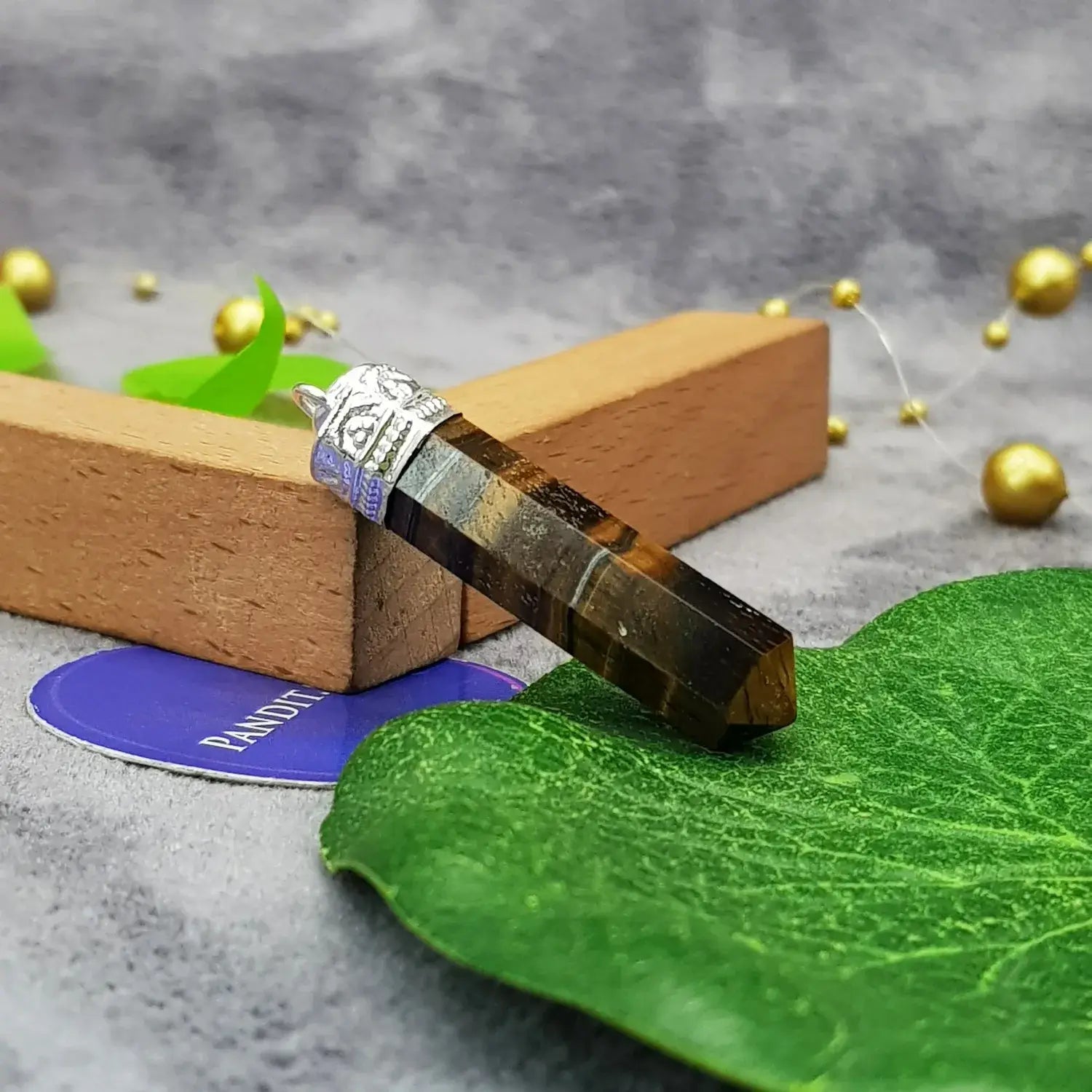 Tiger Eye Agate Cap Pencil Pendant