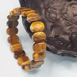 Tiger Eye Agate Oval Faceted Bracelet