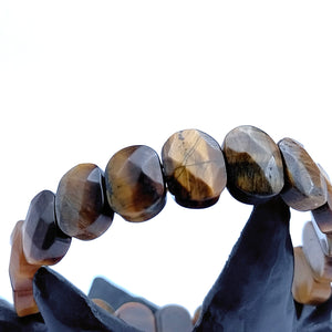 Tiger Eye Agate Oval Faceted Bracelet