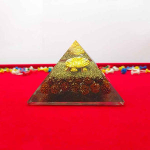 Tortoise Orgone Pyramid with Rudraksha Beads
