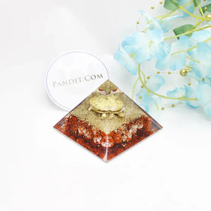 Tortoise Orgone Pyramid With Rudraksha Beads