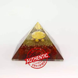 Tortoise Orgone Pyramid with Rudraksha Beads