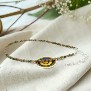 Unakite Anklet — main anklet view showing stones and chain