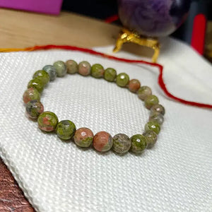 Unakite Diamond Cut Bracelet