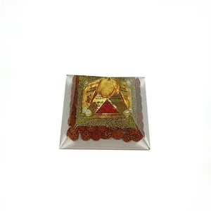 Vahan Durghatna Nivaran Pyramid Yantra with 5 Mukhi Rudraksha Beads