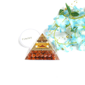 Vahan Durghatna Nivaran Pyramid Yantra With 5 Mukhi Rudraksha Beads