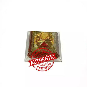 Vahan Durghatna Nivaran Pyramid Yantra with 5 Mukhi Rudraksha Beads