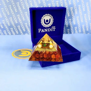 Vastu Dosh Nivaran Pyramid Yantra with 5 Mukhi Rudraksha Beads