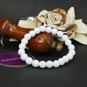 White Diamond Cut Glass Bracelet