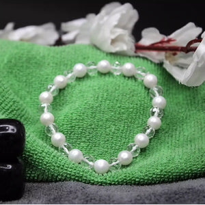 White Pearl & Crystal Bracelet
