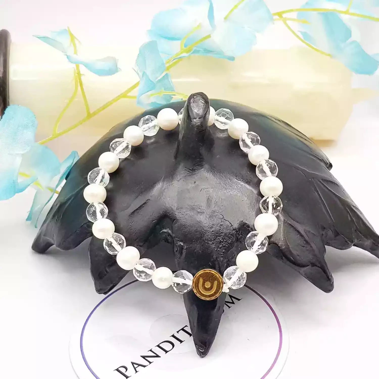 White Pearl & Crystal Bracelet