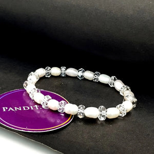 White Pearl & Crystal Bracelet