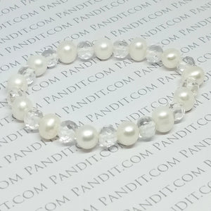 White Pearl & Crystal Bracelet