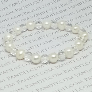 White Pearl & Crystal Bracelet