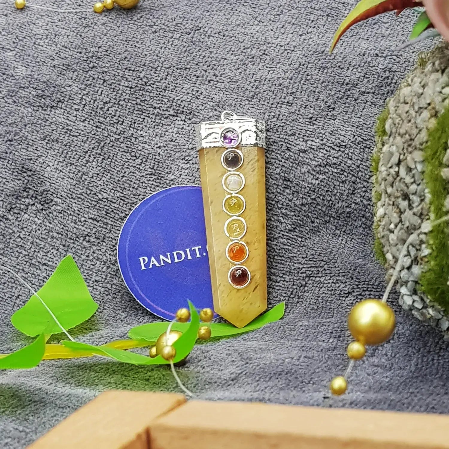 Yellow Aventurine 7 Chakra Pencil Pendant