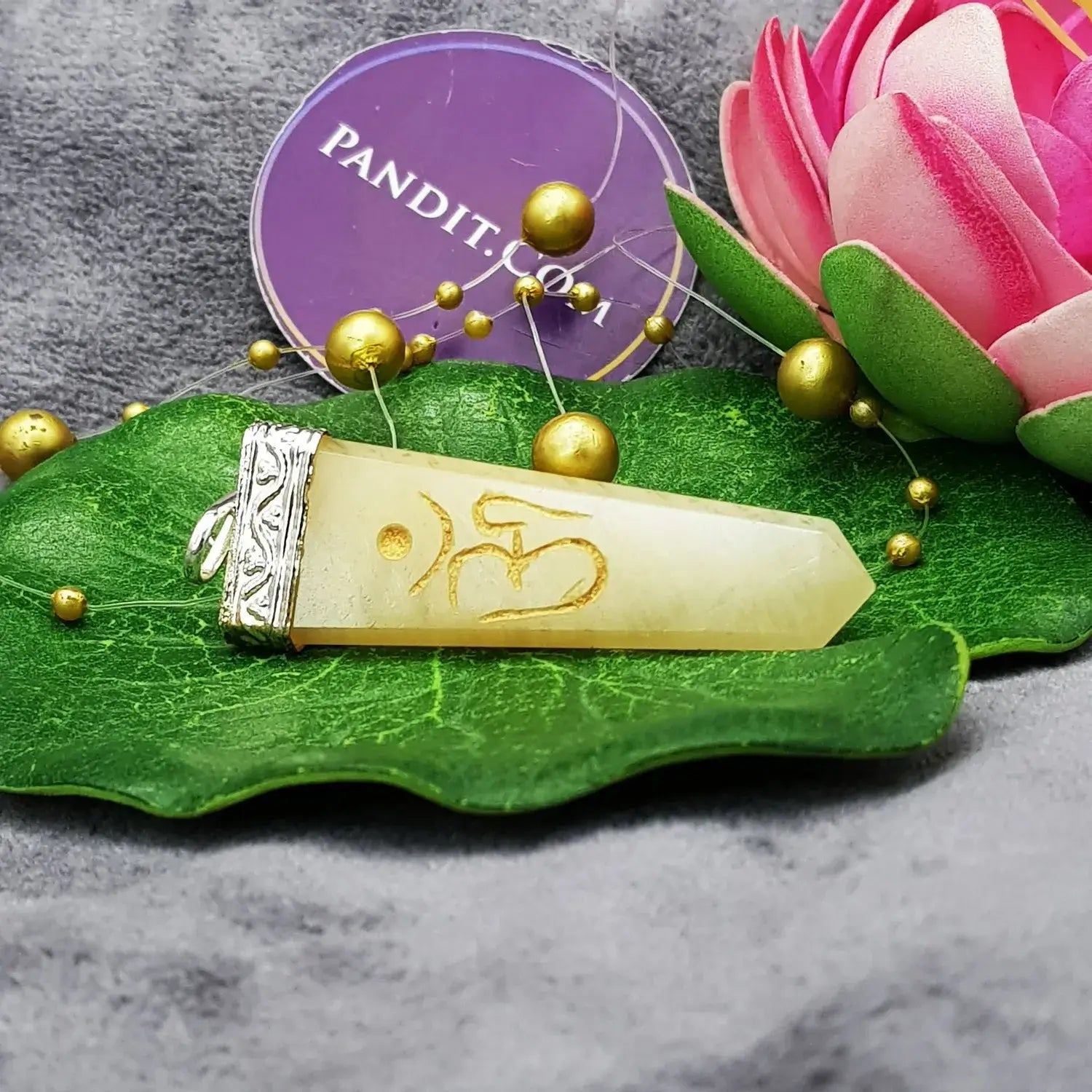 Yellow Aventurine Om Pencil Pendant