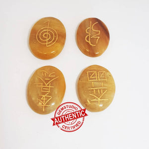 Yellow Aventurine Reiki Symbol Healing Stones Set