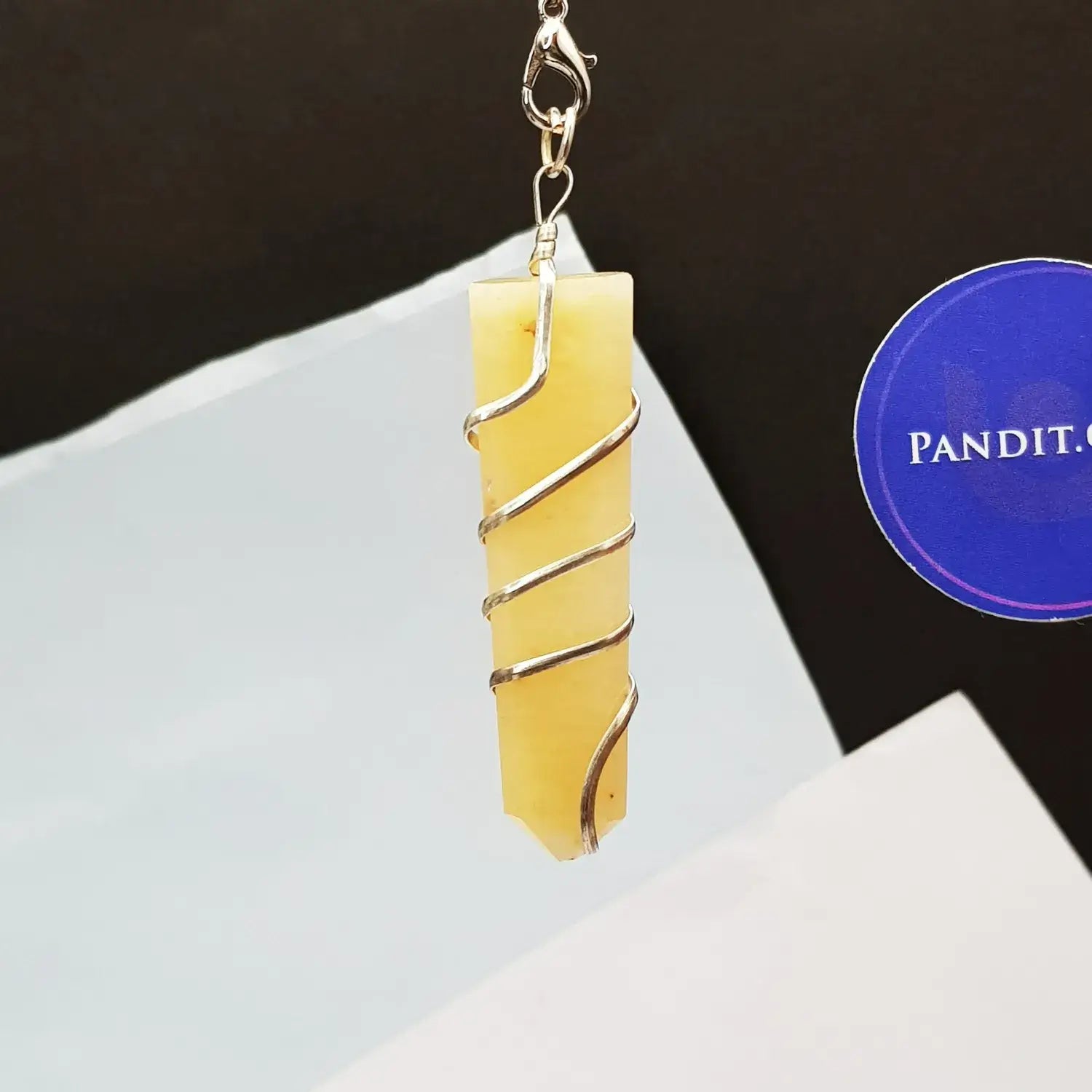 Yellow Aventurine Spiral Pencil Pendant