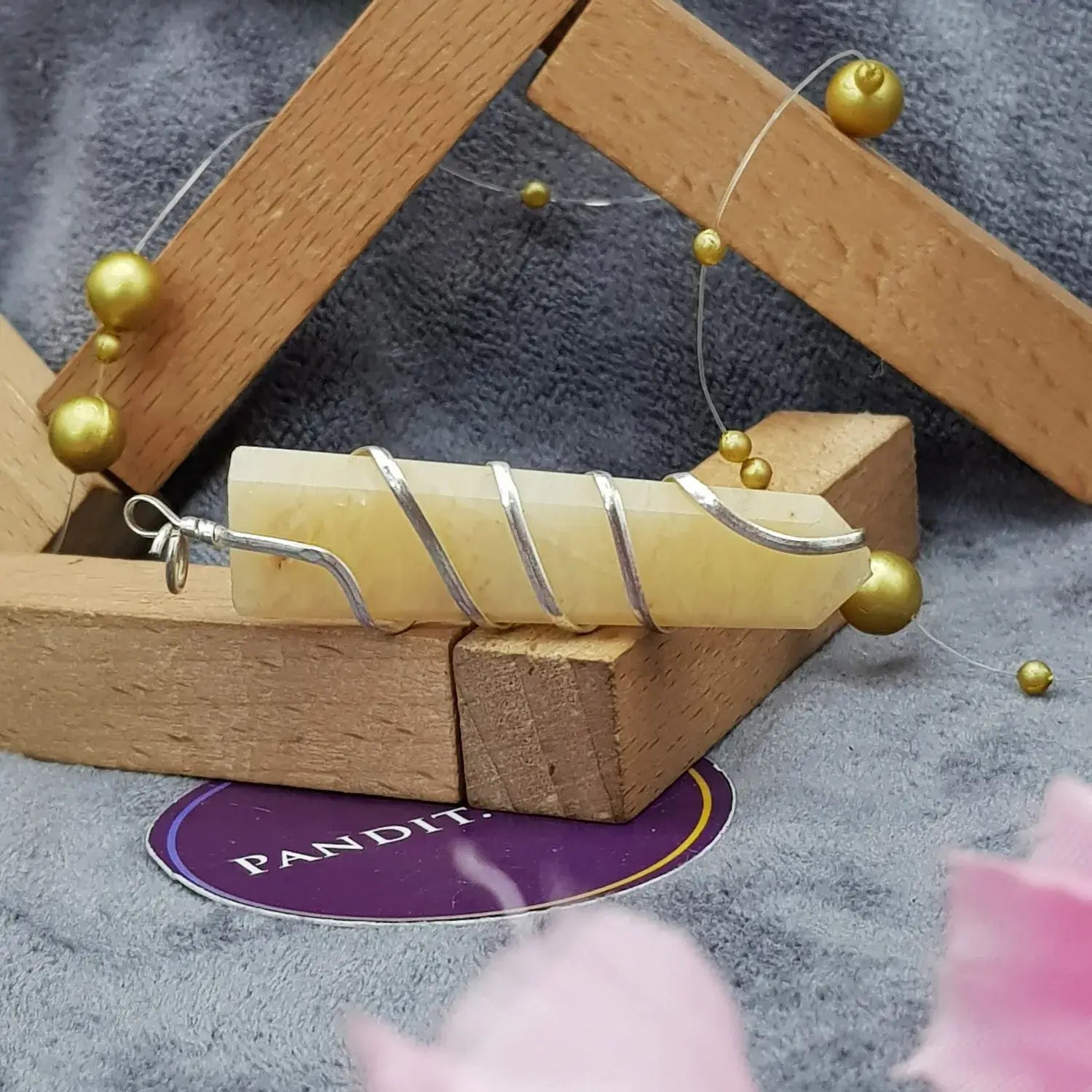 Yellow Aventurine Spiral Pencil Pendant