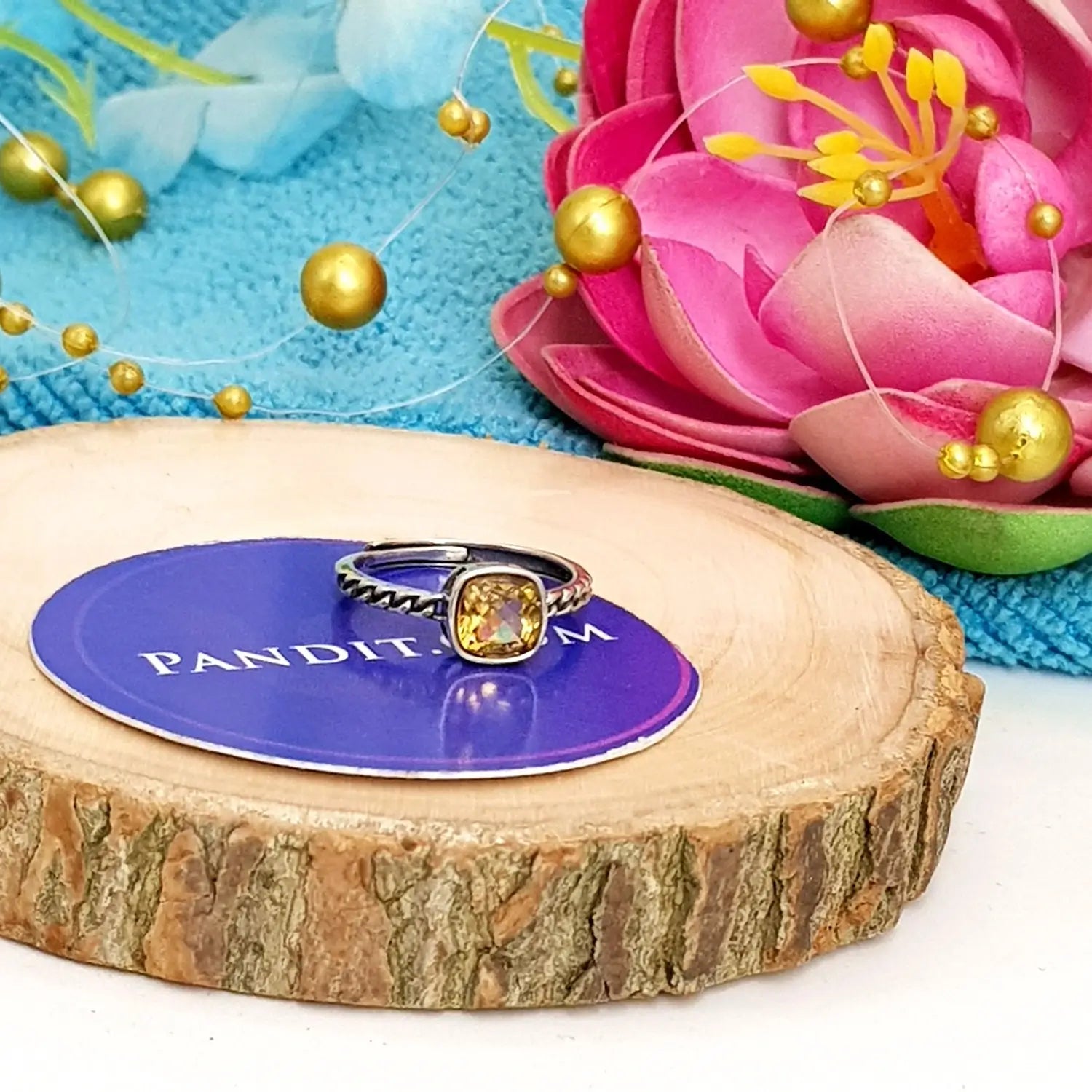 Yellow Citrine Adjustable Ring