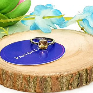 Yellow Citrine Adjustable Ring