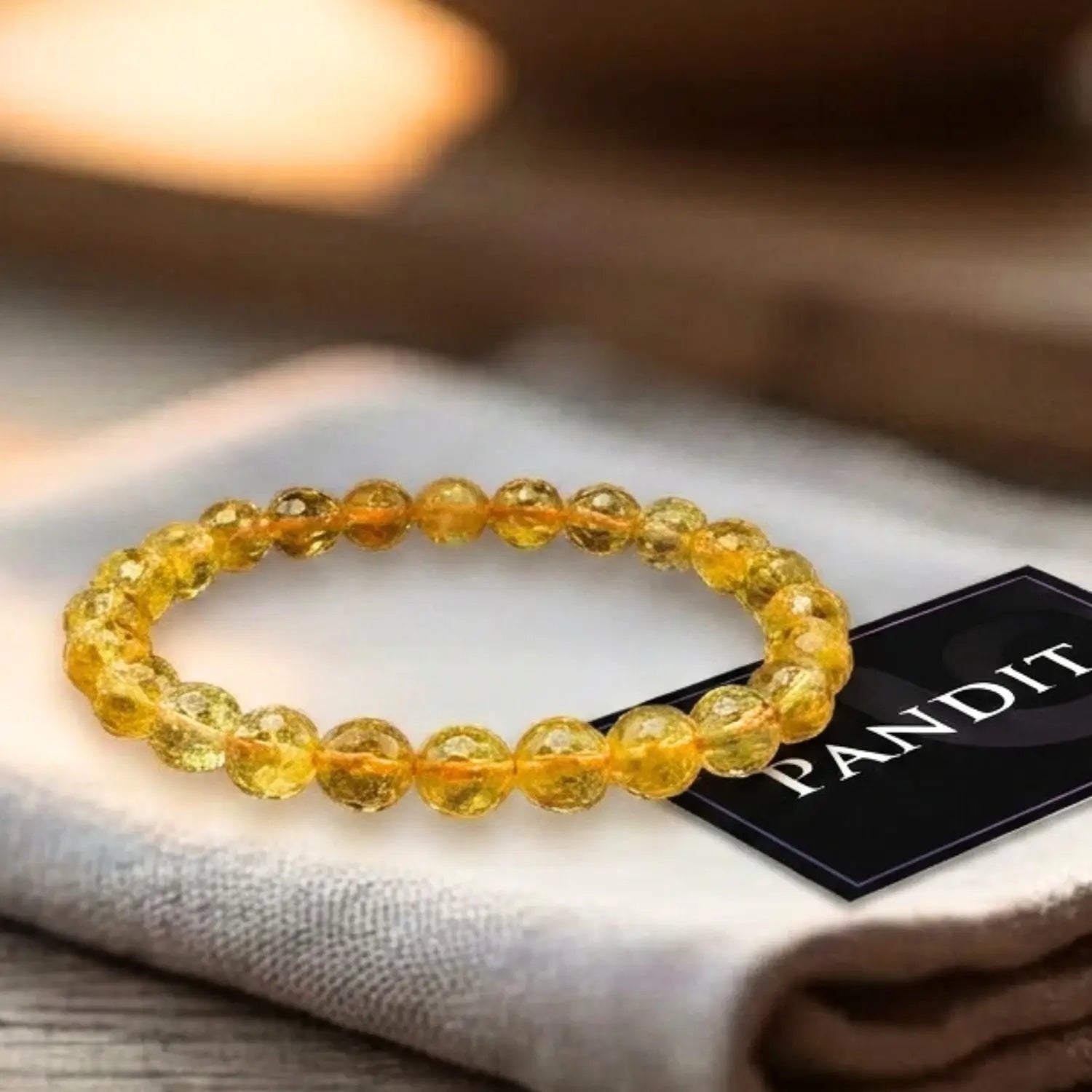 Yellow Citrine Diamond Cut Bracelet - For Continuous Growth
