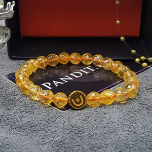 Yellow Citrine Diamond Cut Bracelet