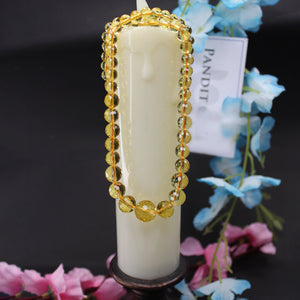 Yellow Citrine Diamond Cut Mala Necklace