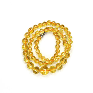 Yellow Citrine Diamond Cut Mala Necklace