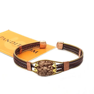 3 Mukhi Copper Rudraksha Bracelet with Brass Accents — authenticity certificate and lab report