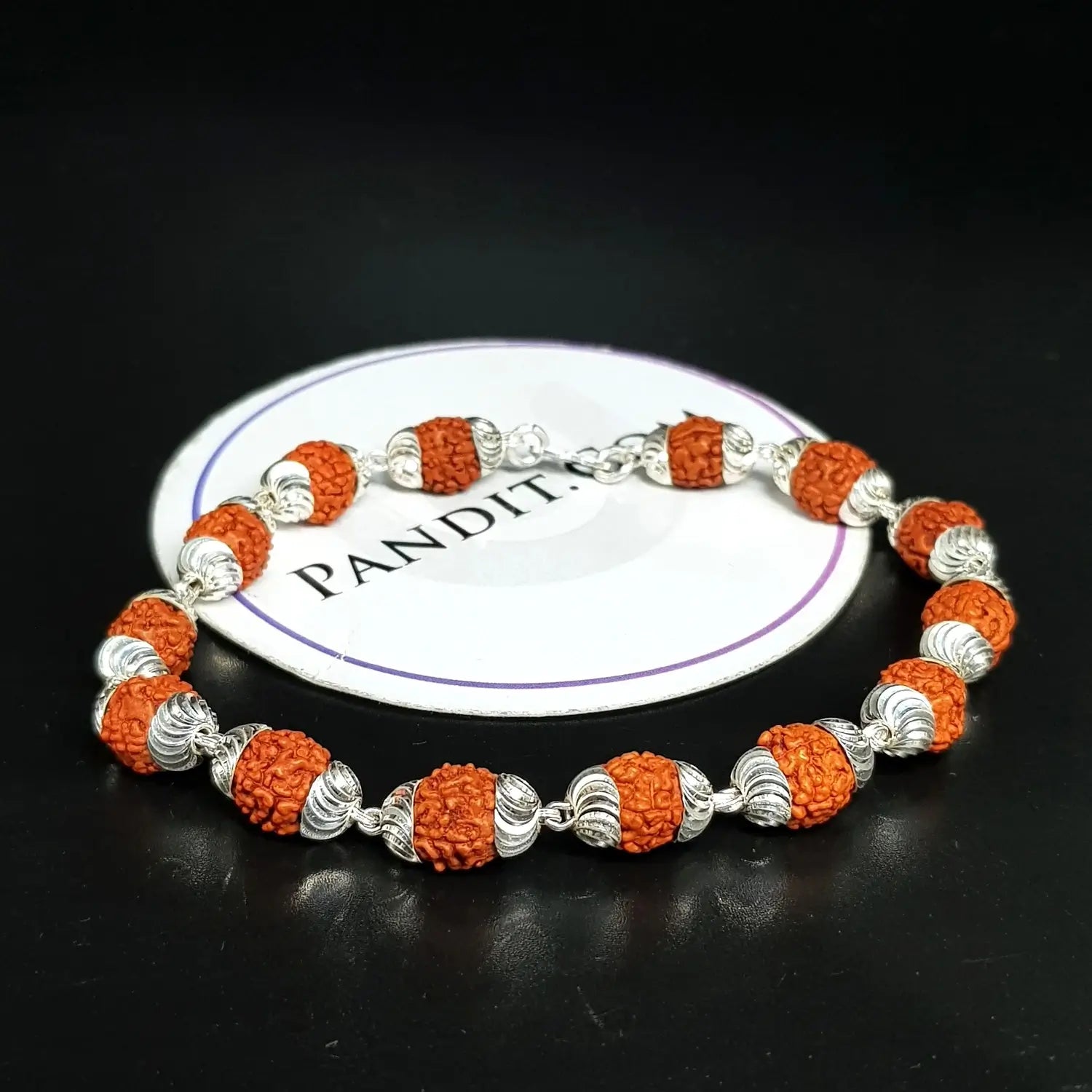 5 Mukhi Indonesian Rudraksha Bracelet With Silver Capping