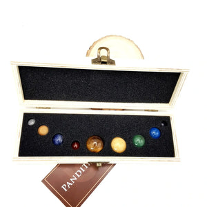 9 Planet Navgraha Crystal Sphere Set with Wooden Box