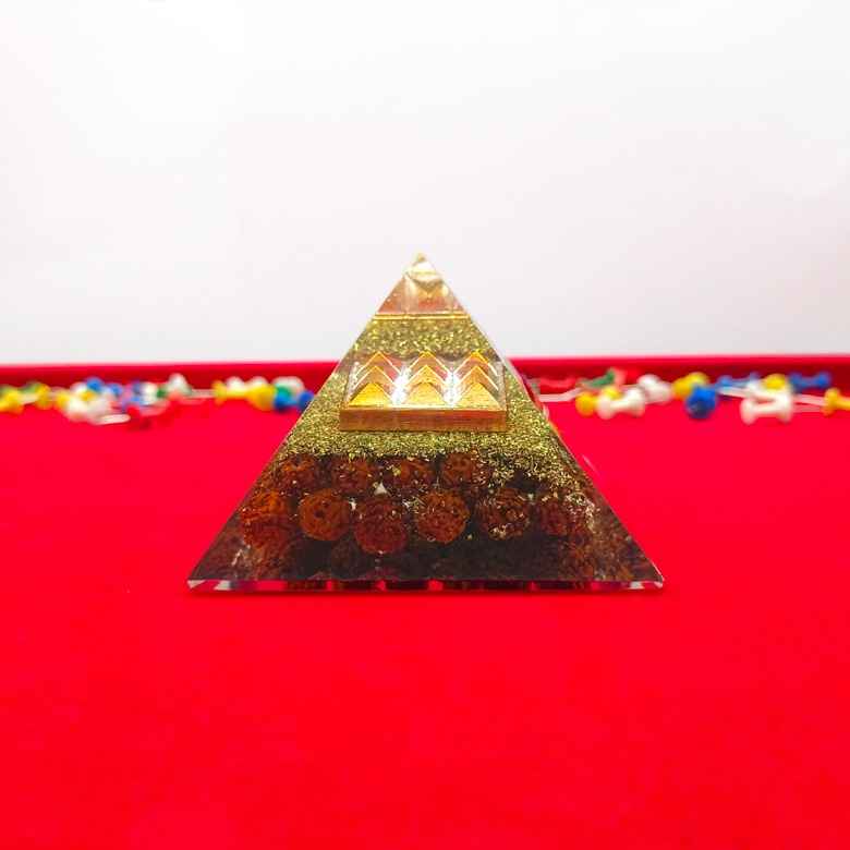 9 Plate Orgone Pyramid with Rudraksha Beads