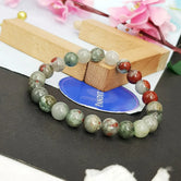 African Bloodstone Bracelet — front view of bracelet showing beads and stringing