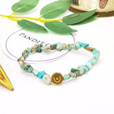 African Turquoise Tumble Bracelet — front view of bracelet showing beads and stringing