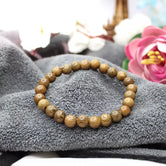 Agarwood Bracelet — front view of bracelet showing beads and stringing