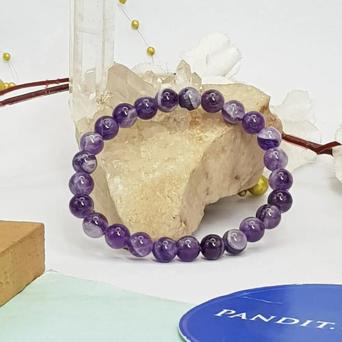 Amethyst Bracelet — front view of bracelet showing beads and stringing