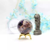 Amethyst Crystal Ball — full crystal ball view on stand