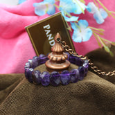 Amethyst Oval Faceted Bracelet — front view of bracelet showing beads and stringing