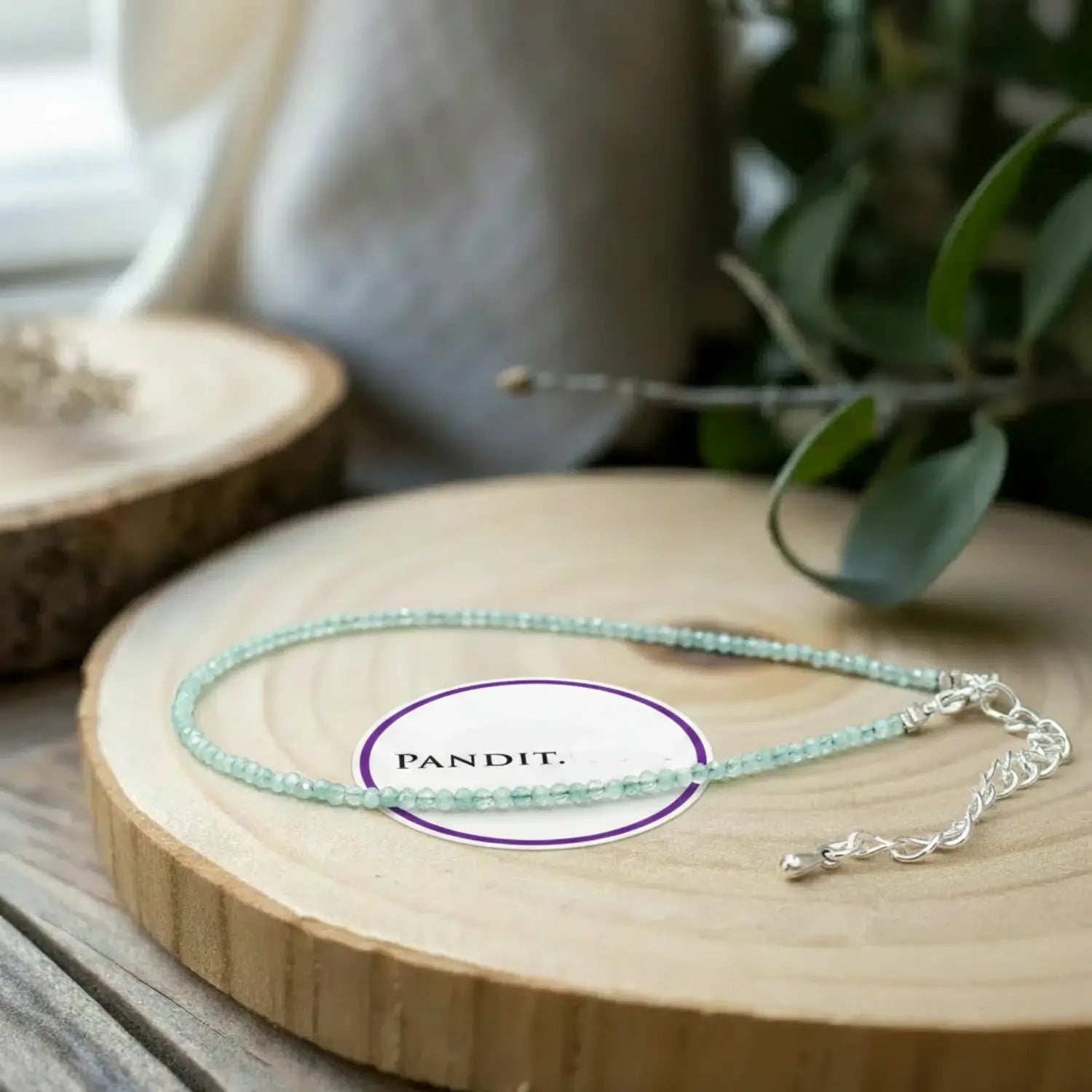Aqua Blue Chalcedony Anklet — main anklet view showing stones and chain