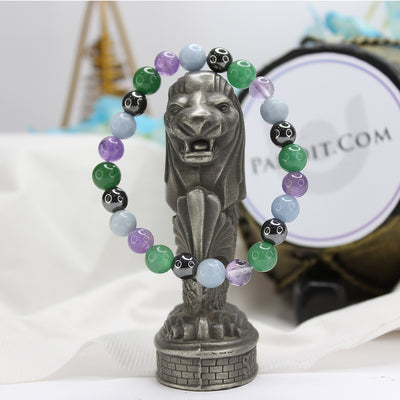 Aquarius Zodiac Sign Bracelet — front view of bracelet showing beads and stringing