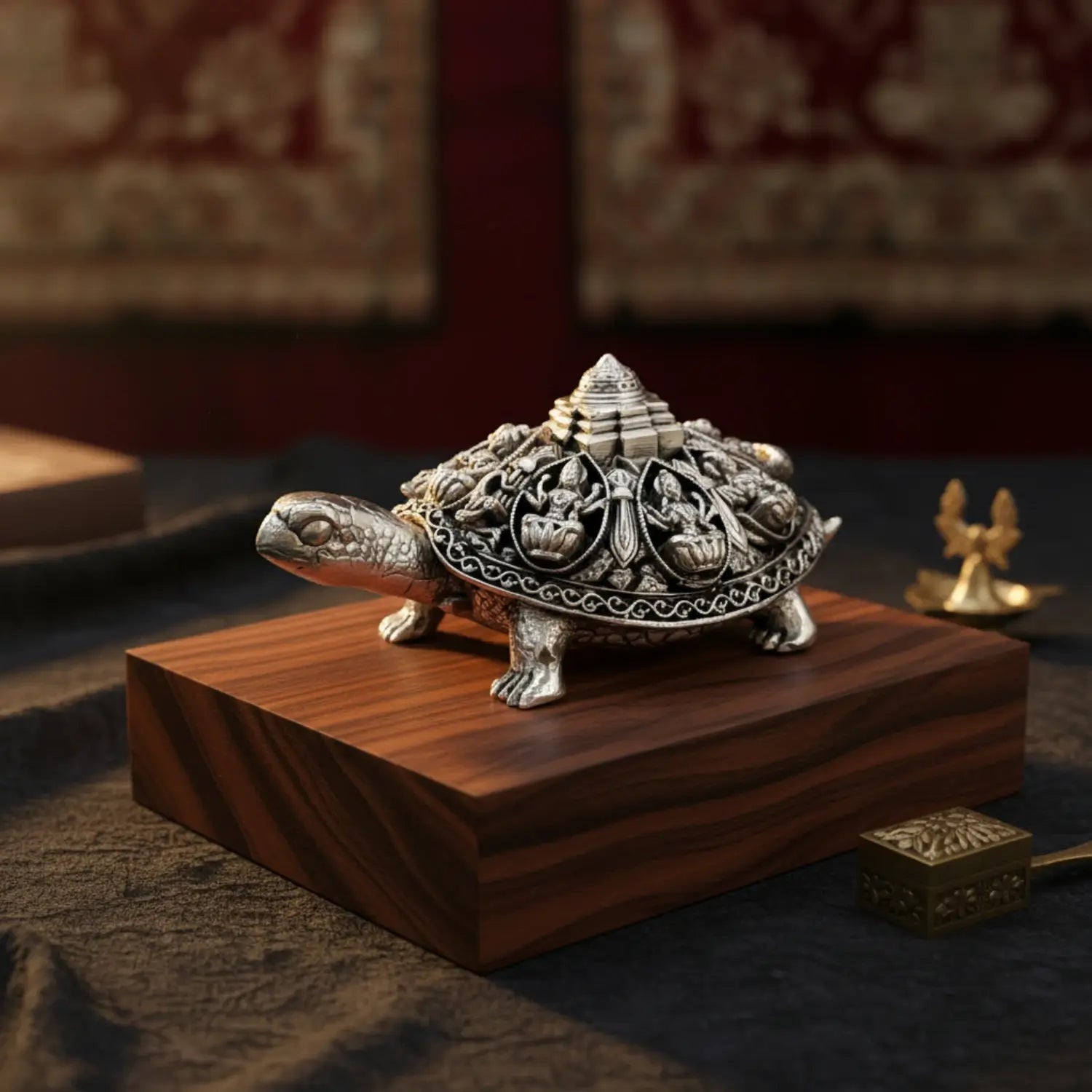 Ashtalakshmi Tortoise with Shree Yantra — close-up of facial features and detail