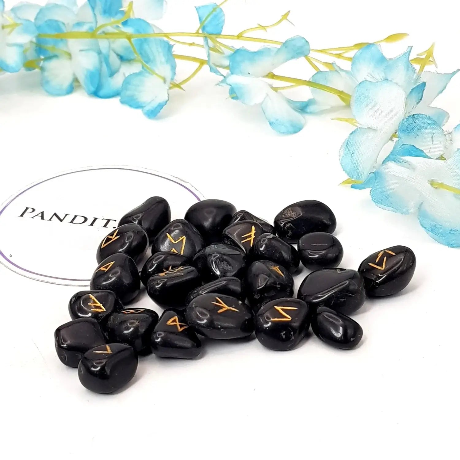 Black Agate Rune Stones Set - For Protection & Guidance