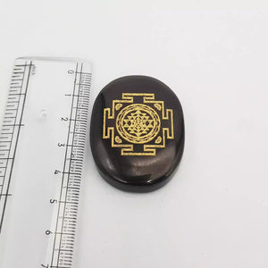 Black Agate Shree Yantra Coin