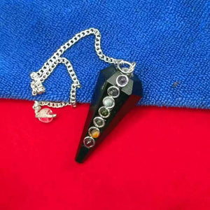 Black Obsidian 7 Chakra Dowsing Pendulum