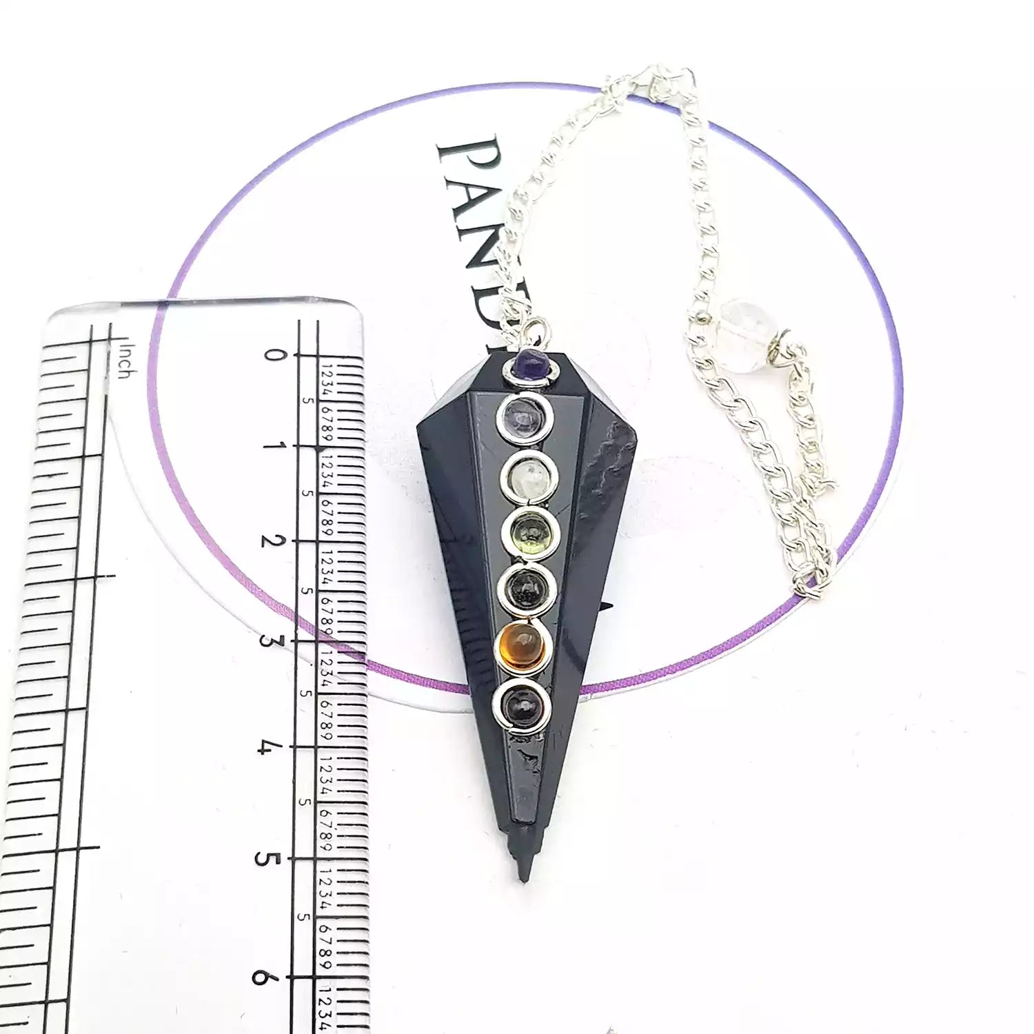 Black Obsidian 7 Chakra Dowsing Pendulum - Pandit.com Black Obsidian 7 Chakra Dowsing Pendulum - Pandit.com