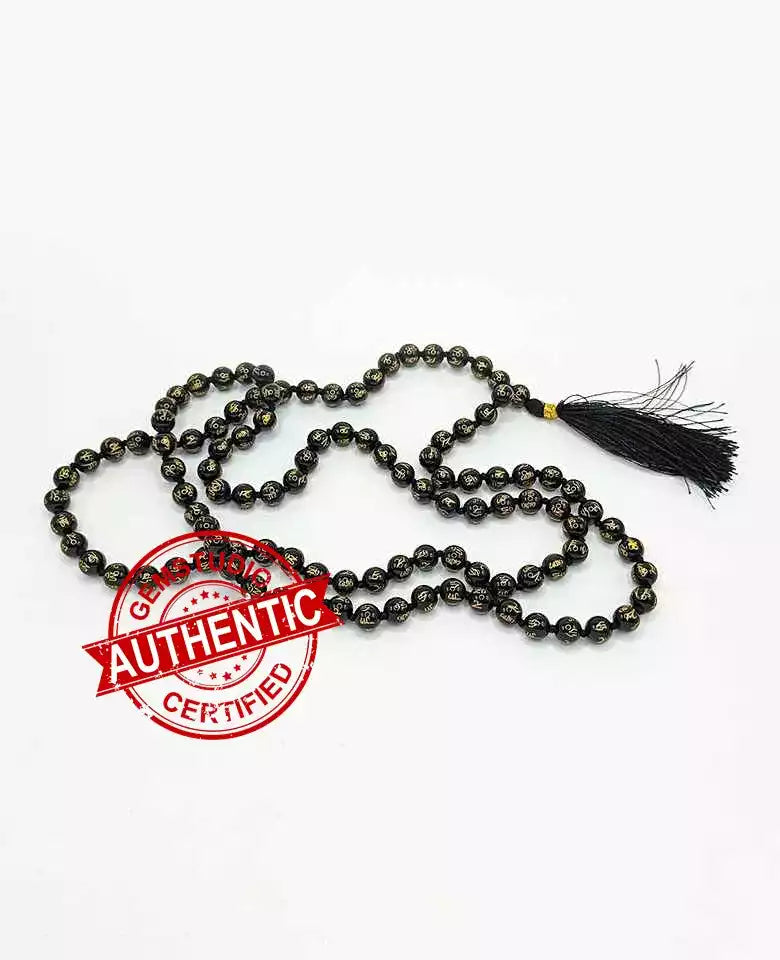 Black Onyx Om Mani Padme Hum Mala