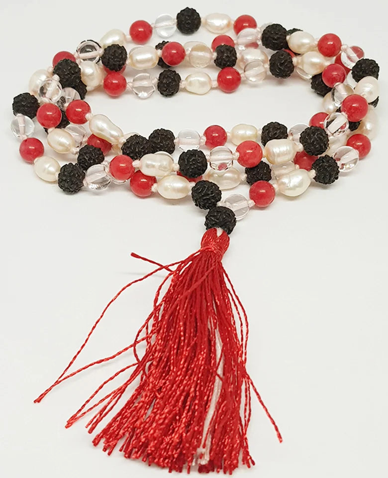 Black Rudraksha Sphatik Moonga Pearl Mala