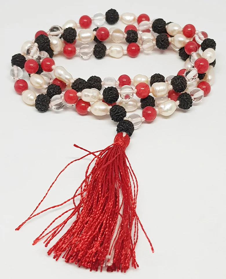 Black Rudraksha Sphatik Moonga Pearl Mala