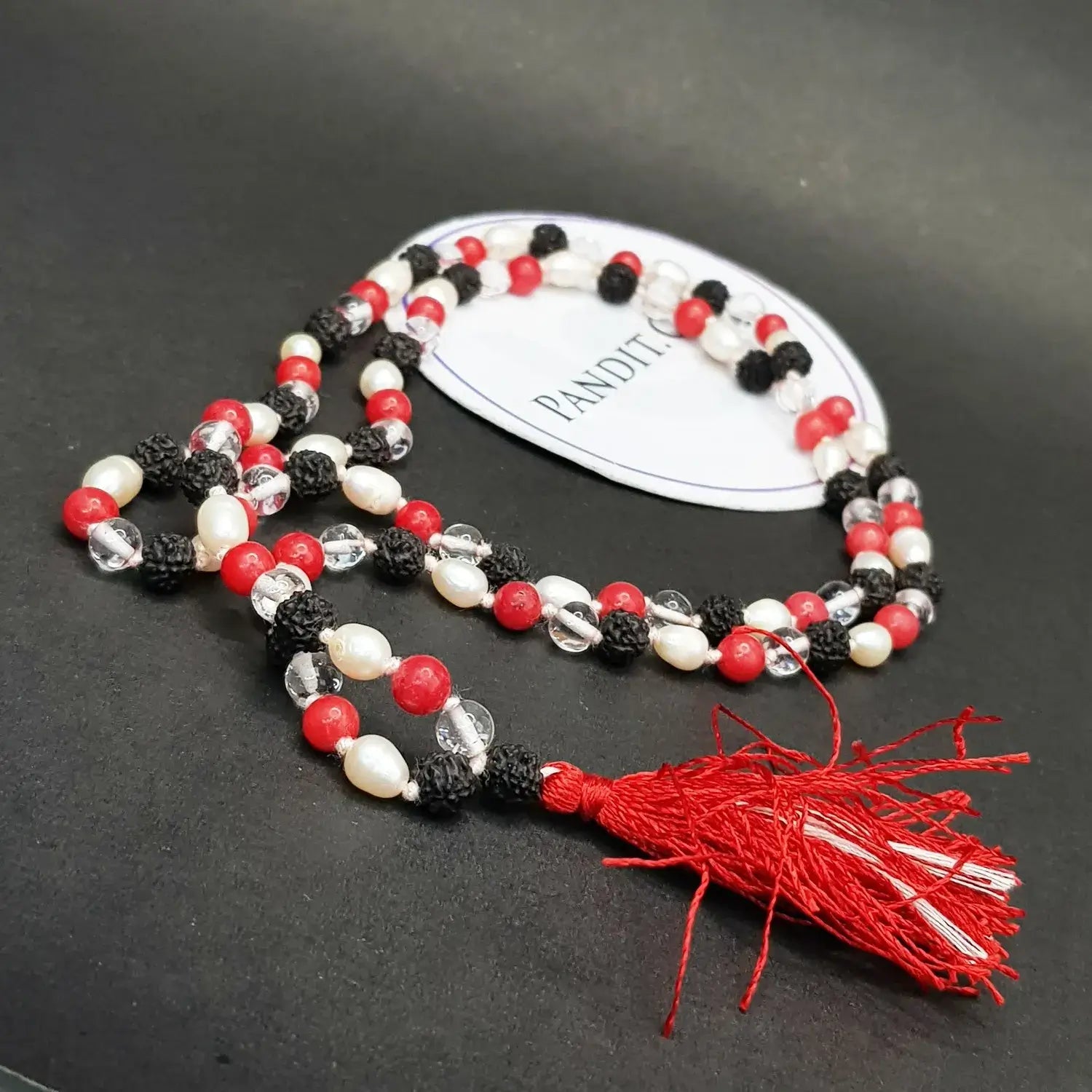 Black Rudraksha Sphatik Moonga White Pearl Mala